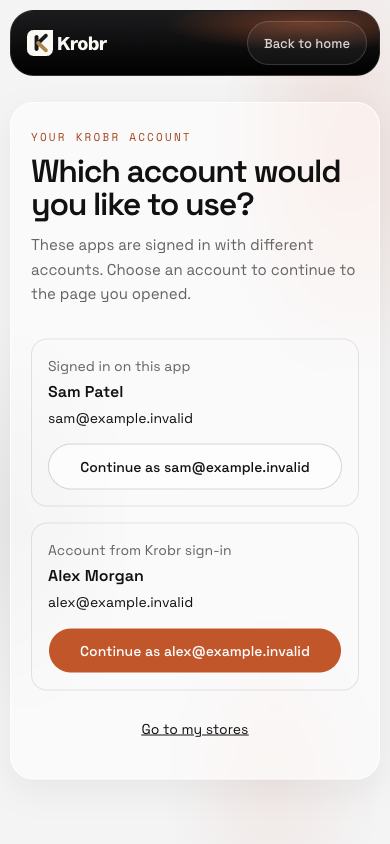 Compare both accounts before continuing.