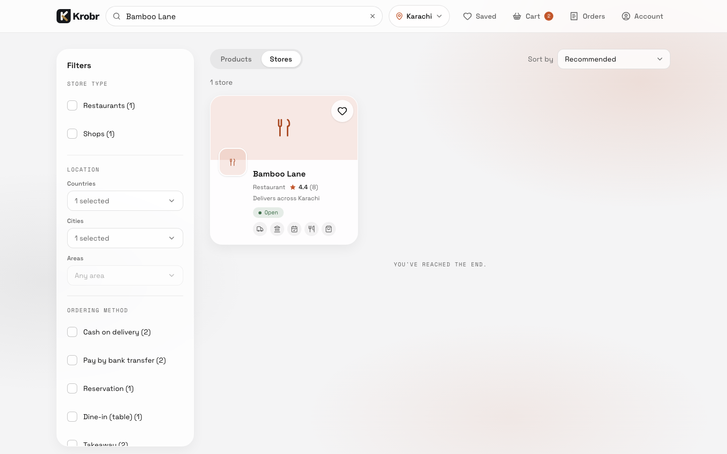 View on marketplace opens the Stores tab searched by the store name.